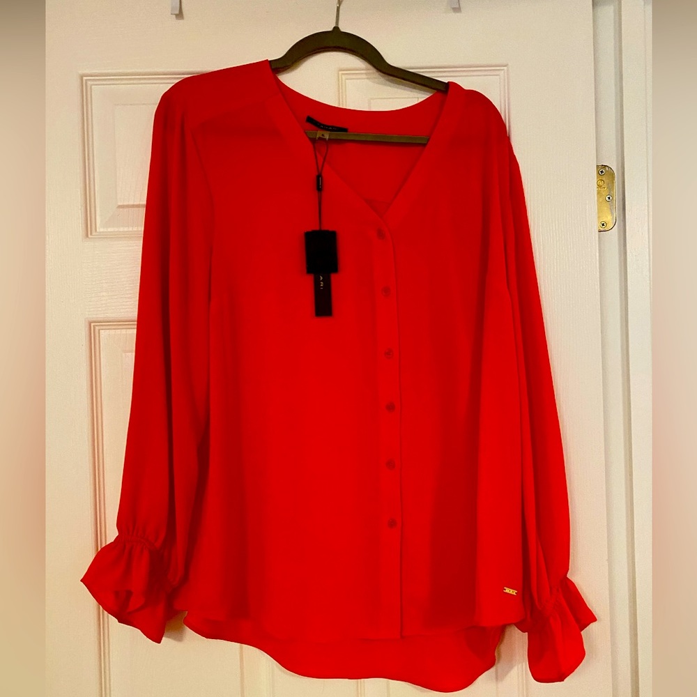 Tahari red blouse NWT